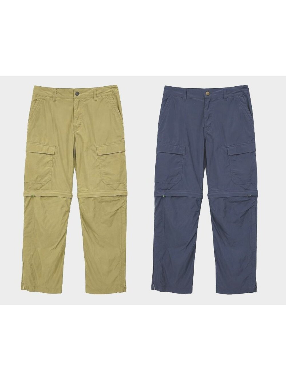 Lot 2 Pairs REI Co-op Pants Kids Med 10-12 Khaki, Gray Cargo Convertible Zip Off